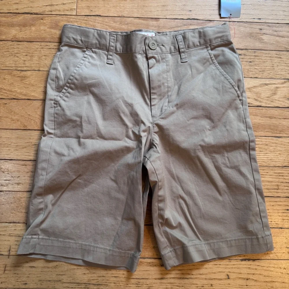 Cat & Jack Boys Khaki School Uniform Shorts Stretch Adjustable Waist Tan Size 10